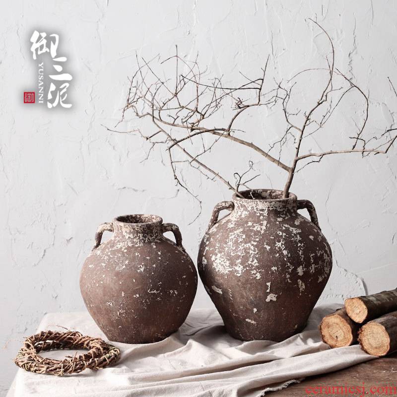 Manual coarse TaoHua device do old pottery jingdezhen flowers floral dry Japanese teahouse zen flowerpot vase decoration