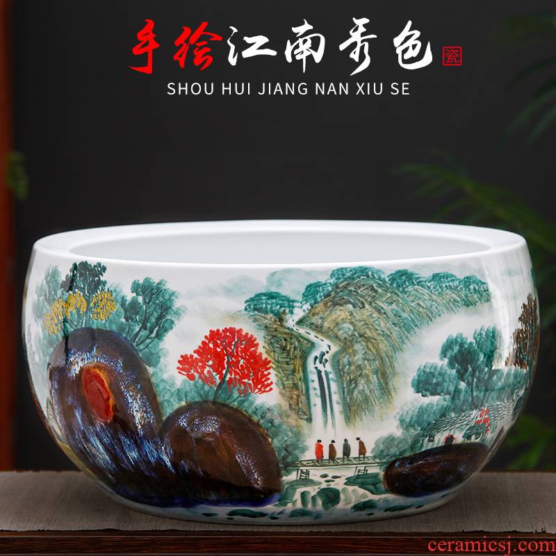 Jingdezhen ceramics hand - made refers to goldfish GangPen basin of a water lily bowl lotus cornucopia large - sized tank