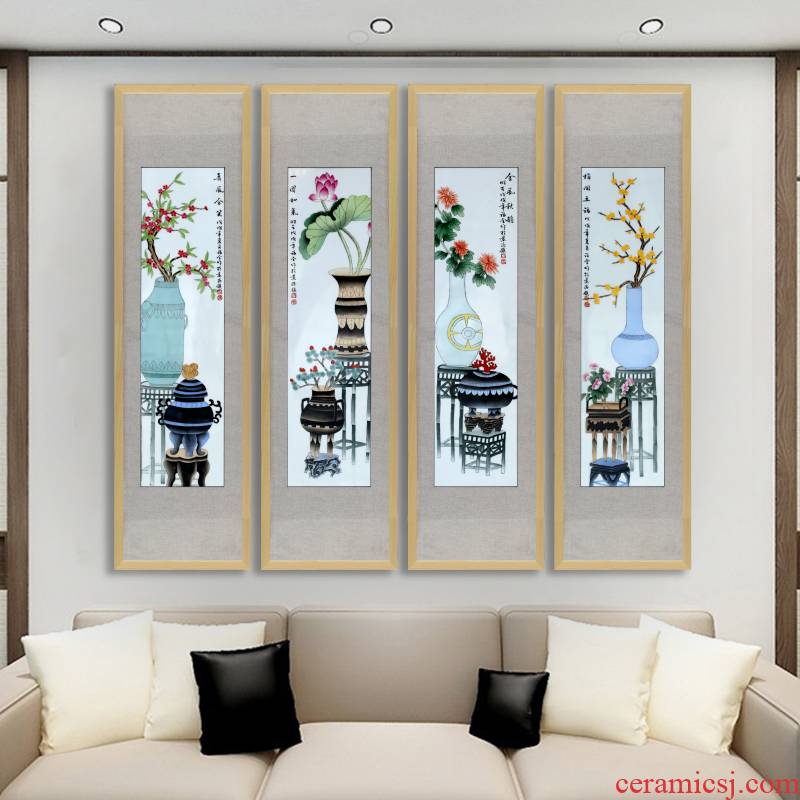 Sofa setting wall decoration painting porch restaurant mural jingdezhen hand - made ceramic porcelain plate painting the living room decoration hangs a picture