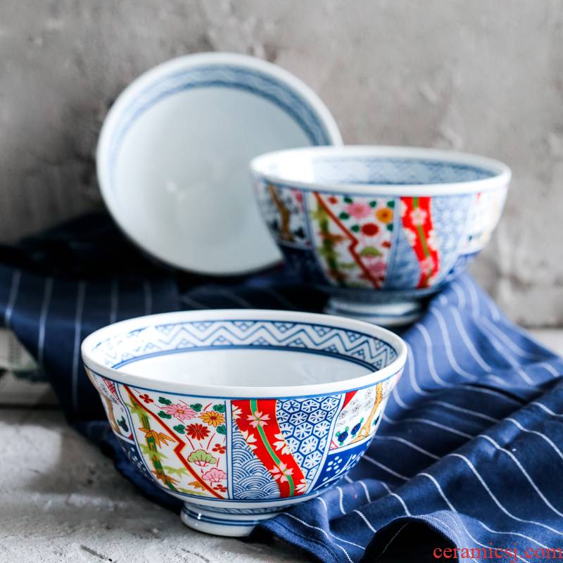 Boss the month ChengXiang household traditional Chinese creative rainbow such as bowl under glaze color porcelain rice noodles bowl of soup bowl tall bowl