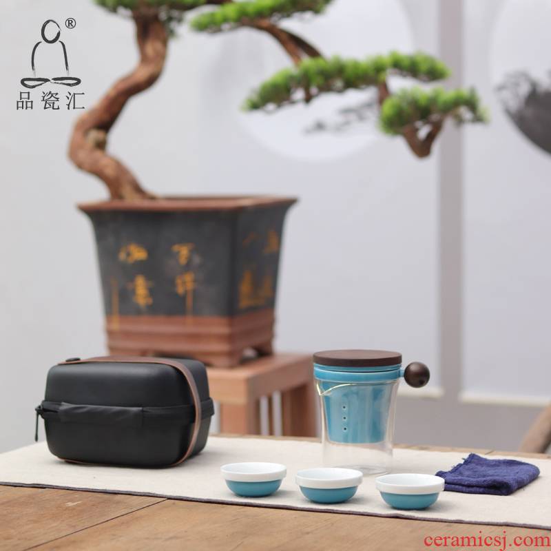 The Product porcelain sink travel tea set SheCu cup group with portable bag type crack a pot of three kung fu contracted outside the mercifully