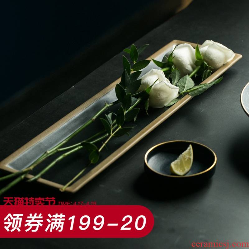 And creative ceramic jade kirin strip plate flat cake dessert plate food sushi plate tableware cold dishes