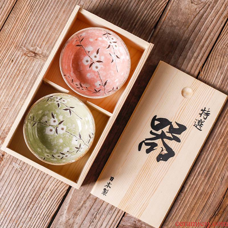 The fawn field'm bowl of rice bowls Japanese imported from Japan and wind ceramics tableware wooden gift boxes
