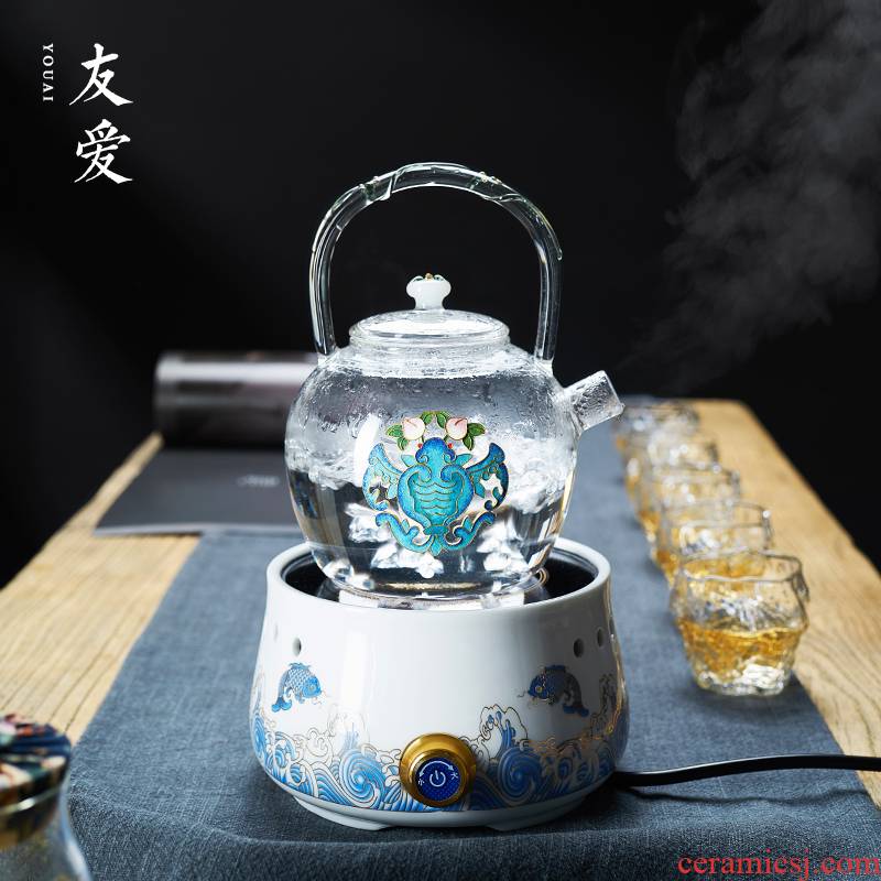 Love cloisonne glass kettle teapot electric TaoLu boiled tea, steamed tea pot teapot suit household by hand