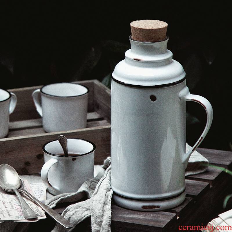 The creator imitation enamel porcelain cup pot of cold water keller cup milk cup nostalgic kettle package mail