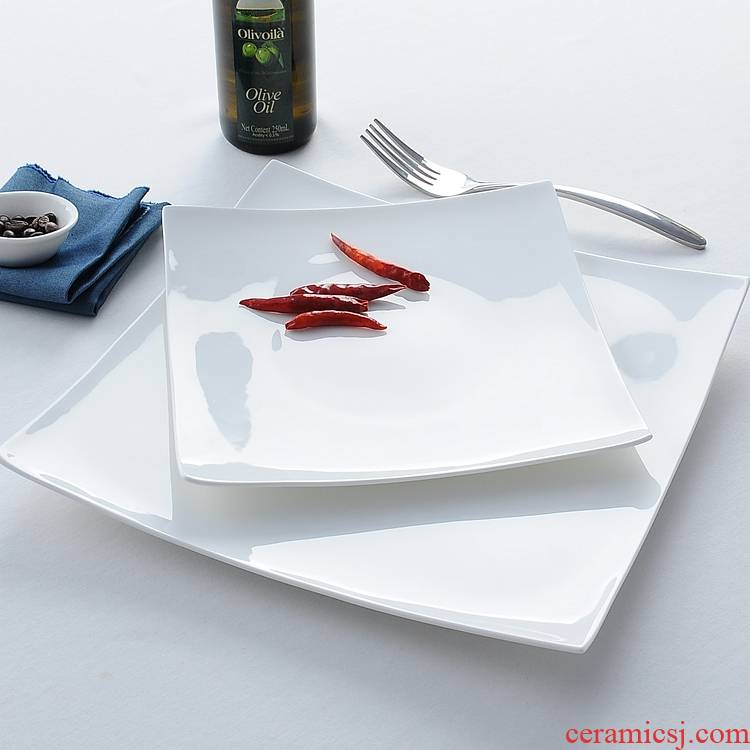Pure white ceramic plate western - style food tableware ceramic plate western - style food plate beefsteak plate of creative white flat plate