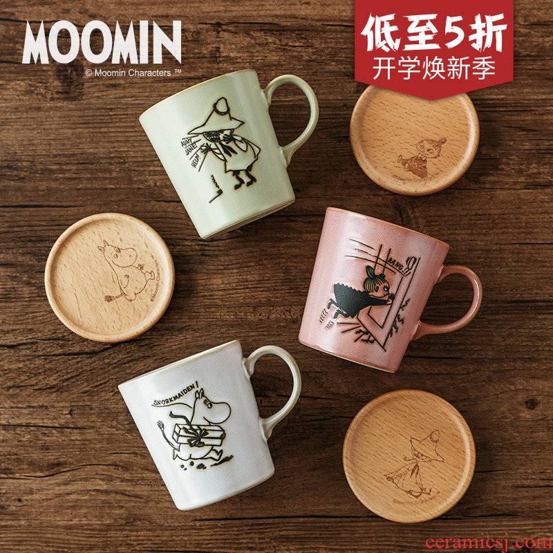 Moomin Moomin inferior smooth glass ceramics keller of coffee cup with cover wood lid cup cartoon creative trend