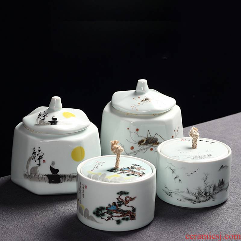 Ronkin celadon storage POTS sealed red green tea caddy fixings hand - made kung fu tea tea accessories store content box