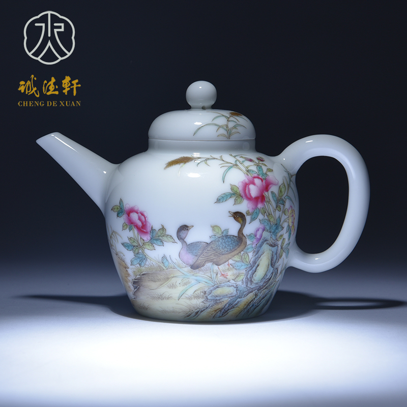 Cheng DE hin upscale boutique kung fu tea set, jingdezhen ceramic teapot the age of 42 hand - made of enamel pot feast