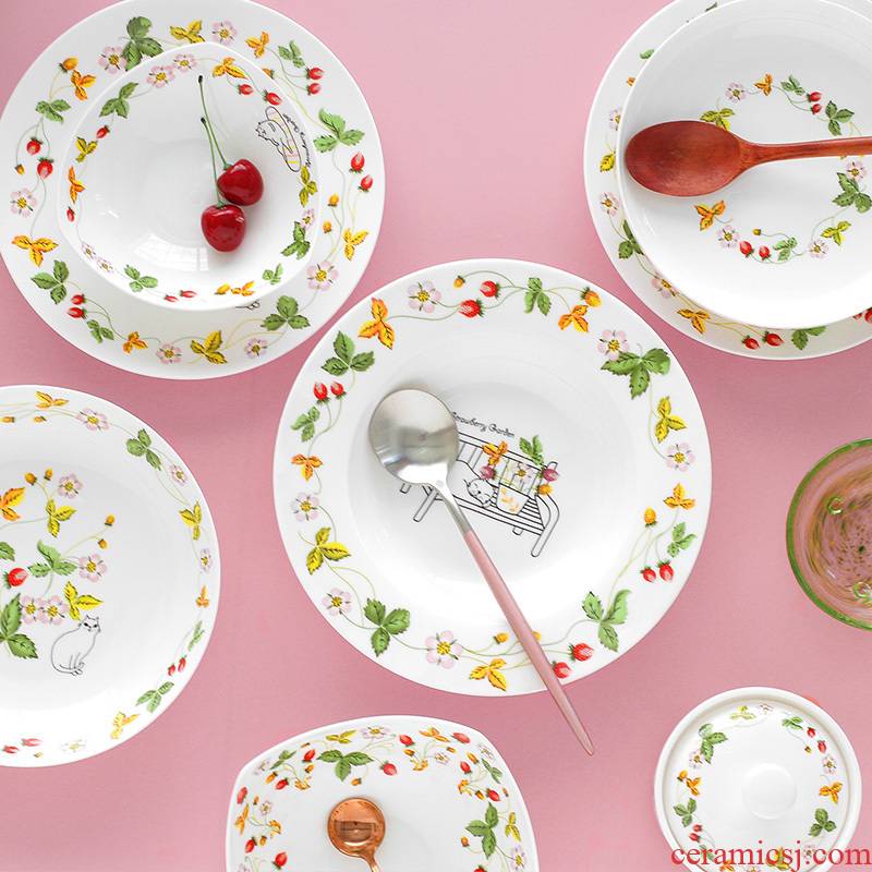 Strawberry garden ipads porcelain tableware rice bowls rainbow such as bowl bowl dish dish dish dish plates household sheet is tasted suit