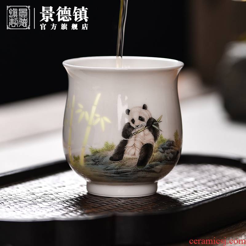 Jingdezhen flagship store of Chinese style new bamboo report peaceful ceramic hand - made color and exquisite collection master cup sample tea cup tea cups