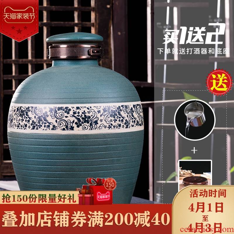 20 jins jars of jingdezhen ceramic air mercifully wine home wine bottle wine jar sealing hip 10 jins of 50 pounds