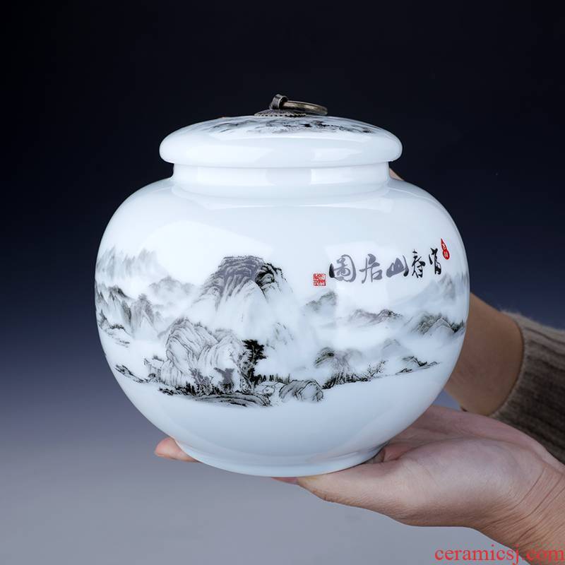 Chinese ceramic seal pot loose tea caddy fixings size 1 catty creative move fashion puer tea pot tea boxes