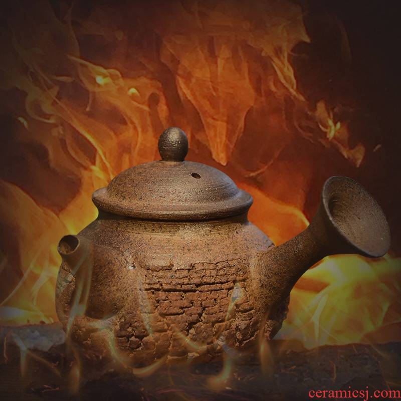 All hand retro rough production 5 fold 】 【 TaoSong wood burned for 36 hours kung fu tea set filter large teapot