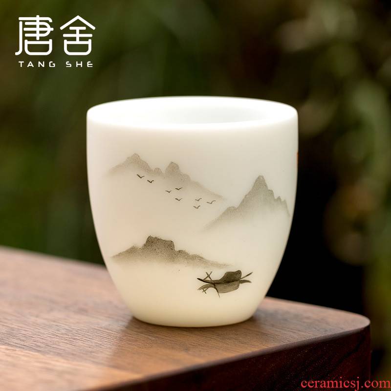 Don difference up jiangnan hand - made suet jade dehua white porcelain cup single cup of tea service master cup ceramic sample tea cup