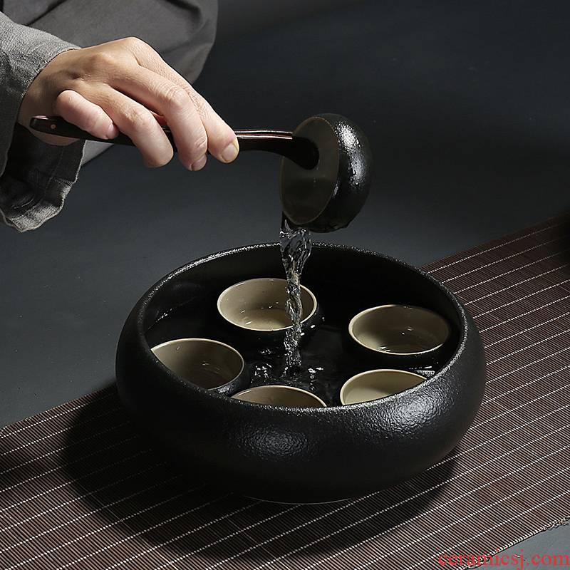 Black pottery tea wash to kung fu tea tea tray accessories tea purple Black tea to wash bath water jar tea accessories