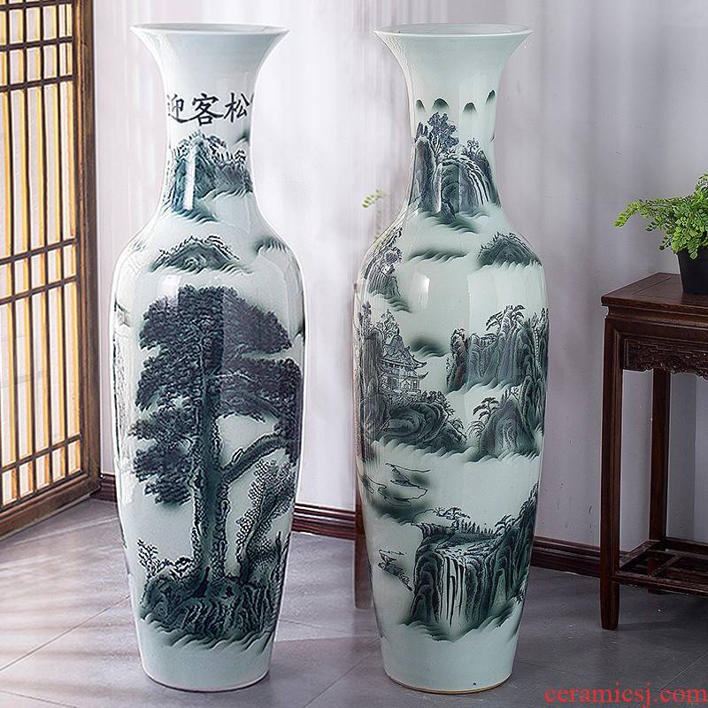 Jingdezhen ceramic vase big sitting room place floor hotel opening gifts guest - the greeting pine modern decoration
