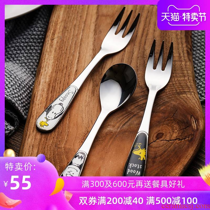 - into a SNOOPY SNOOPY imported ceramic spoon, spoon, fork spoon set express cartoon children