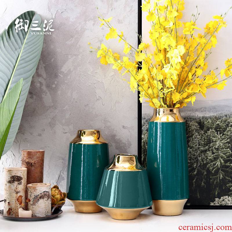 Lucky bamboo vase desktop household American TV ark, the flower adornment sitting room of I and contracted furnishing articles ceramic arranging flowers