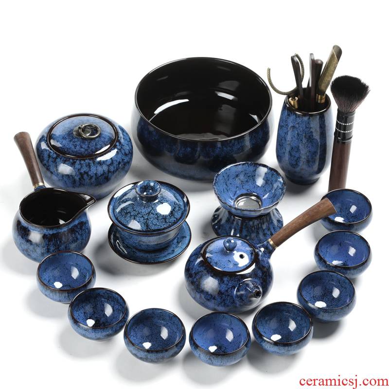 Build light tea set household up tureen tea teapot tea kungfu tea cups porcelain masterpieces, tea tray