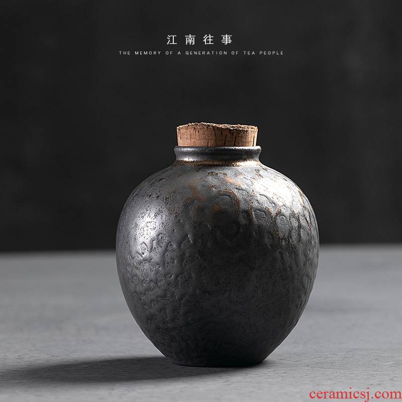 Jiangnan past coarse pottery tea pot gold iron glazed pottery ceramic pot Chinese lawsuits storage tank receives the seal