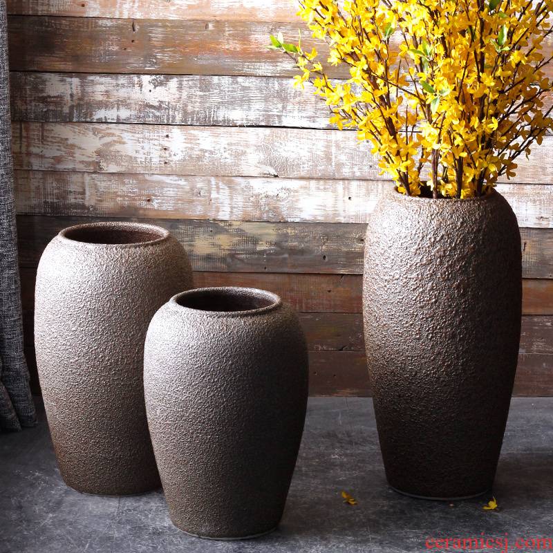 Contracted and modern flower arrangement sitting room place jingdezhen ceramic vase landing coarse pottery dried flower flower implement Japanese POTS