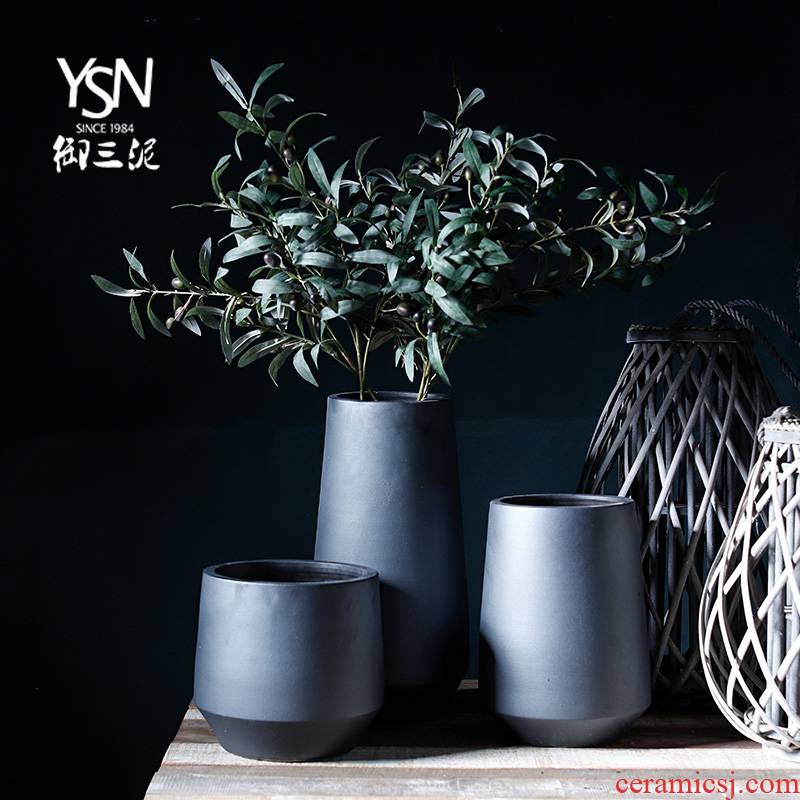 Zen decorative furnishing articles ceramic dry flower vase Nordic contracted home stay facility minimalist Japanese small and pure and fresh flower arranging the living room