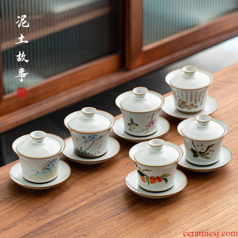 Jingdezhen manual hand - made three tureen tea cups only single your up ceramic protect hot tea tureen suits for