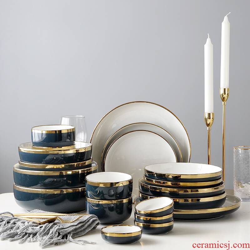 Creative jade exquisite European up phnom penh light and decoration ceramics tableware dishes suit household move chopsticks to use plate combination