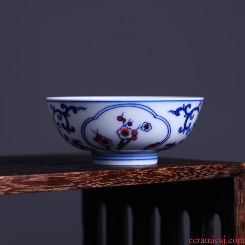 Tea offered home - cooked hand - made in blue and white porcelain bowl, jingdezhen porcelain Tea set sample Tea cup handless small Tea exchanger with the ceramics by hand