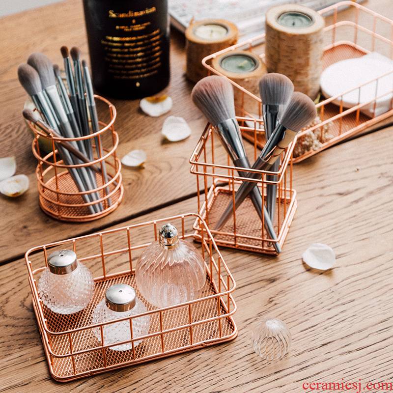 Porcelain soul Nordic, wrought iron receive basket receive desktop snack box, cosmetics r basket hanging sundry receive basket