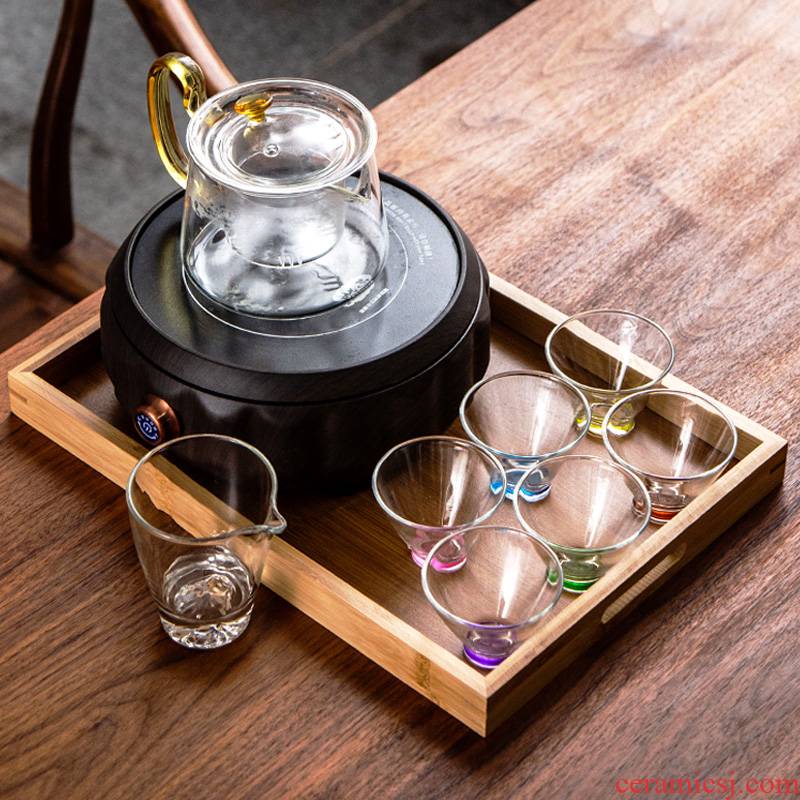 High temperature resistant glass boiled tea kungfu tea set suit household electrical TaoLu black tea teapot filter cups