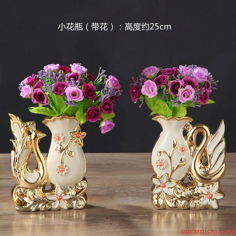 European ceramic vase furnishing articles home sitting room flowers green plant lily flower vase decoration glass vase