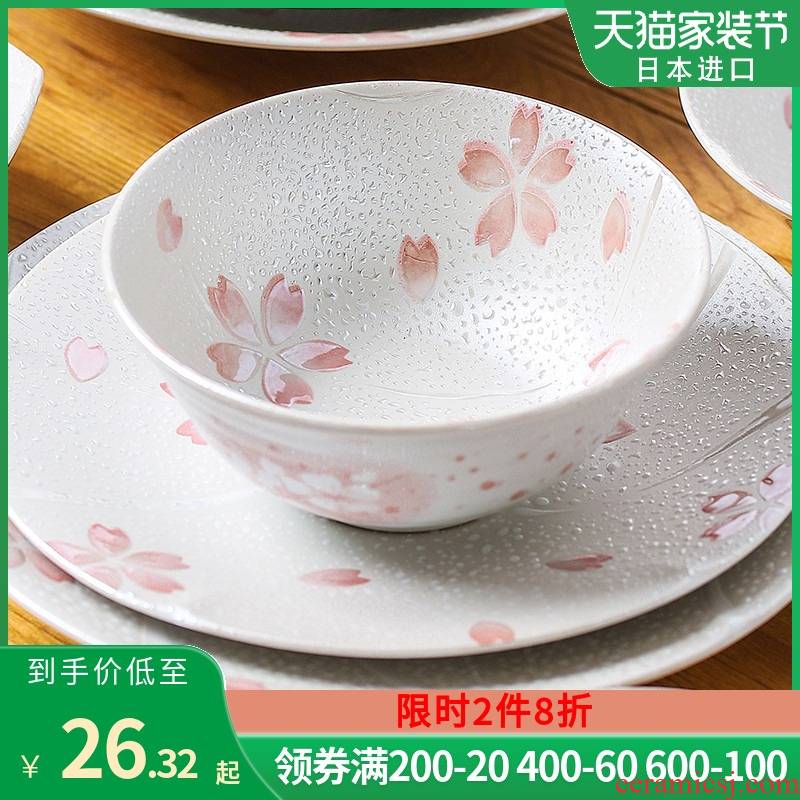 Japan imported ceramic bowl of Japanese plate giving girls salad dishes sweet big plate