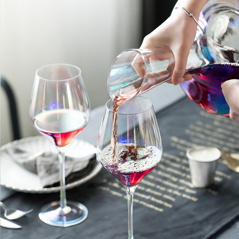 TaoDian colorful crystal glass red wine glass set group home points move web celebrity red wine wine pot of suits for