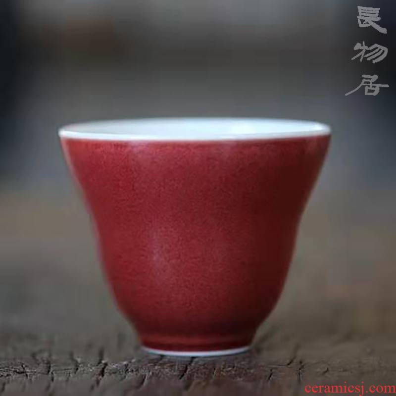 Offered home - cooked manually in the red glaze or a cup of jingdezhen ceramic cups tea cup sample tea cup a single master