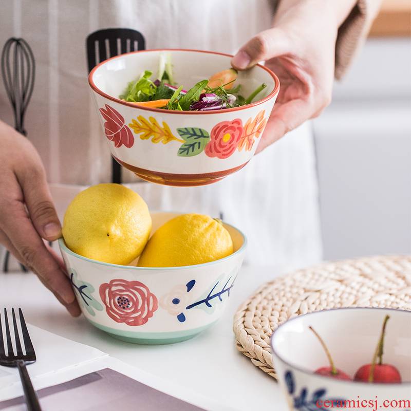 Nordic four seasons under the ceramic glaze color tableware home eat rice bowl of rice bowl salad bowl of soup bowl with rainbow such as bowl hat to bowl