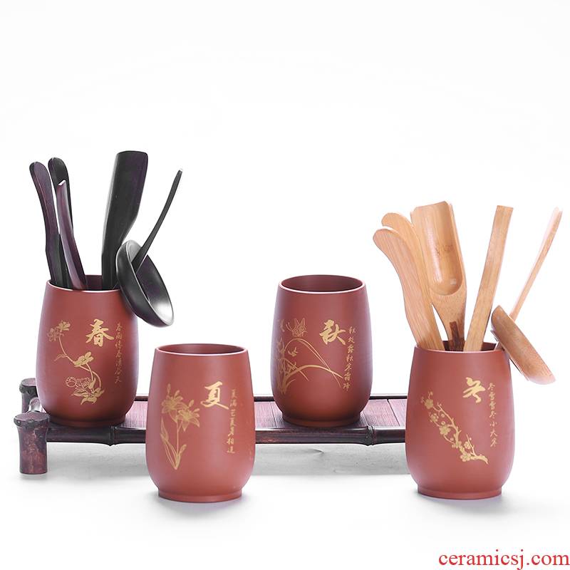 6 gentleman Hin reputation | purple sand pottery tea ebony accessories kit clip tea forceps combined with zero