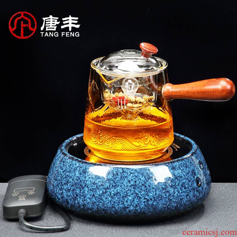 Cooking Tang Feng glass teapot set home office hammer wood individuality creative electrothermal TaoLu the transparent pot