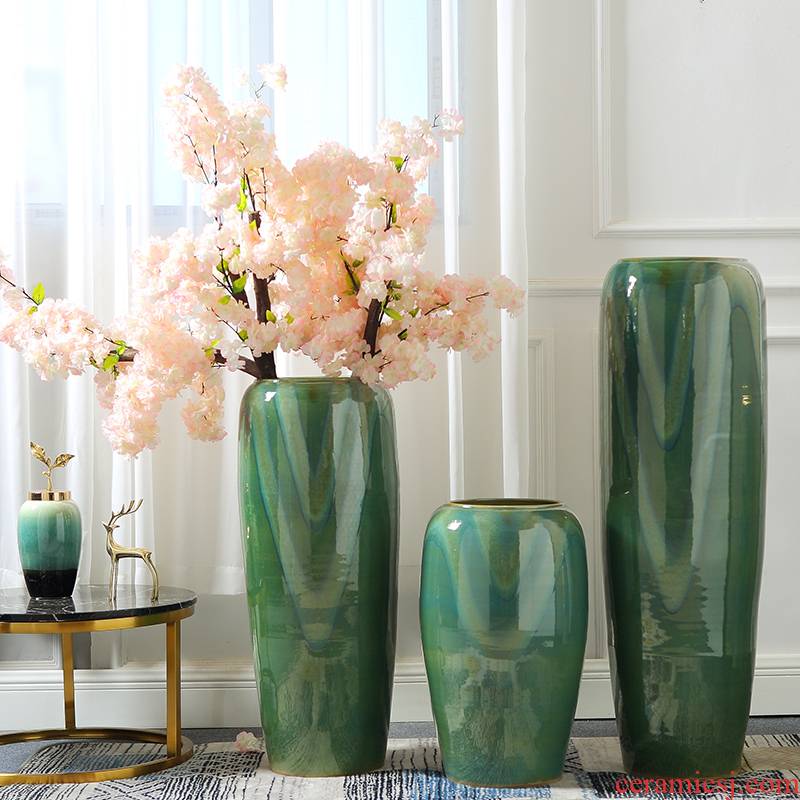 European ceramic light of large vase key-2 luxury furnishing articles dried flower arranging flowers green glaze, the sitting room porch decoration home decoration