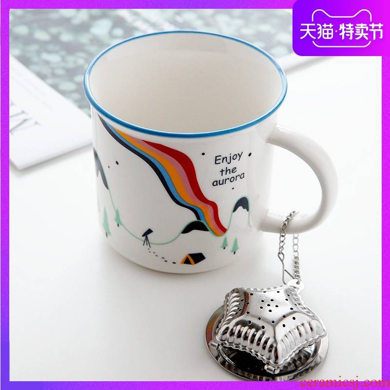 Europe type restoring ancient ways coffee cup of water glass ceramic keller cup of milk for breakfast cup home office tea cup tea filter