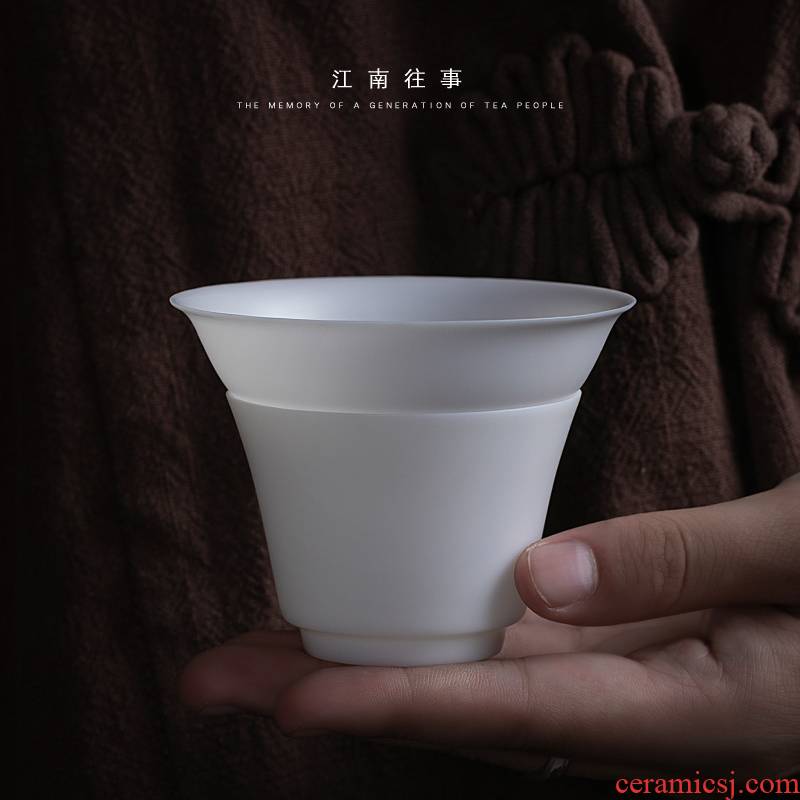 Jiangnan past suet jade) thin foetus porcelain white porcelain filter manually kung fu tea set ceramic tea accessories