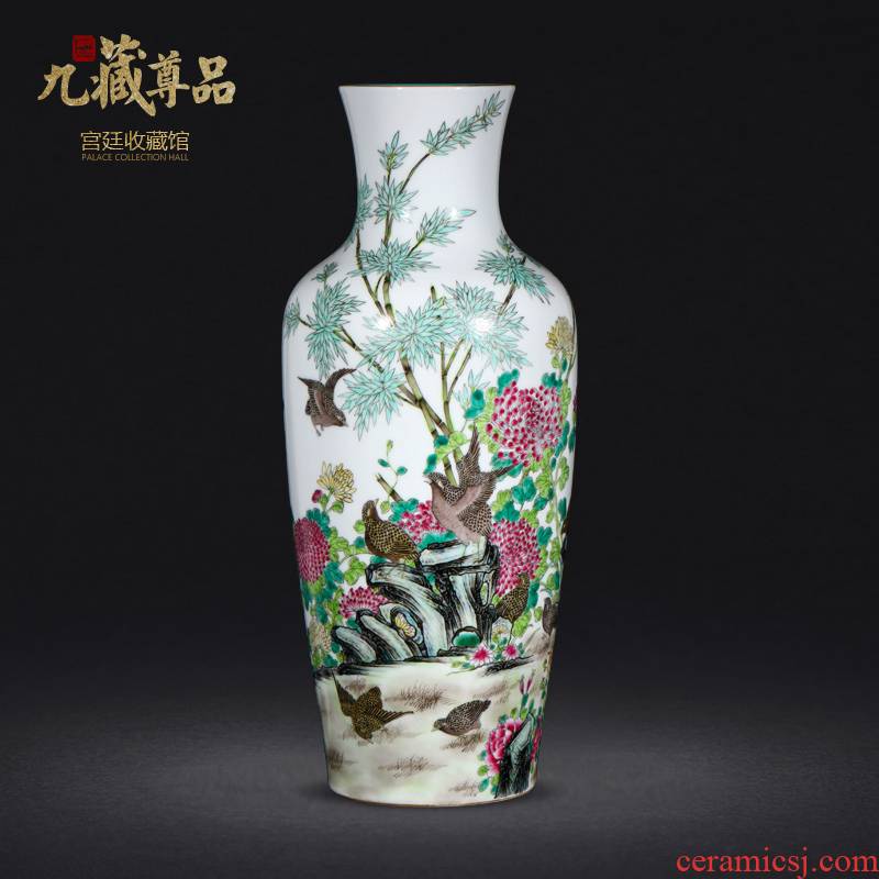 Jingdezhen ceramics antique hand - made famille rose to live and work in peace and contentment goddess of mercy bottle sitting room porch handicraft furnishing articles