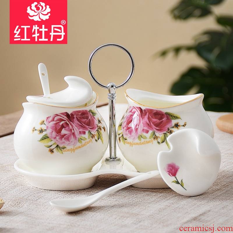 Ceramic flavor combination can suit Chinese seasoning box two - piece ipads porcelain ingredients seasoning box monosodium glutamate sugar in salt jars