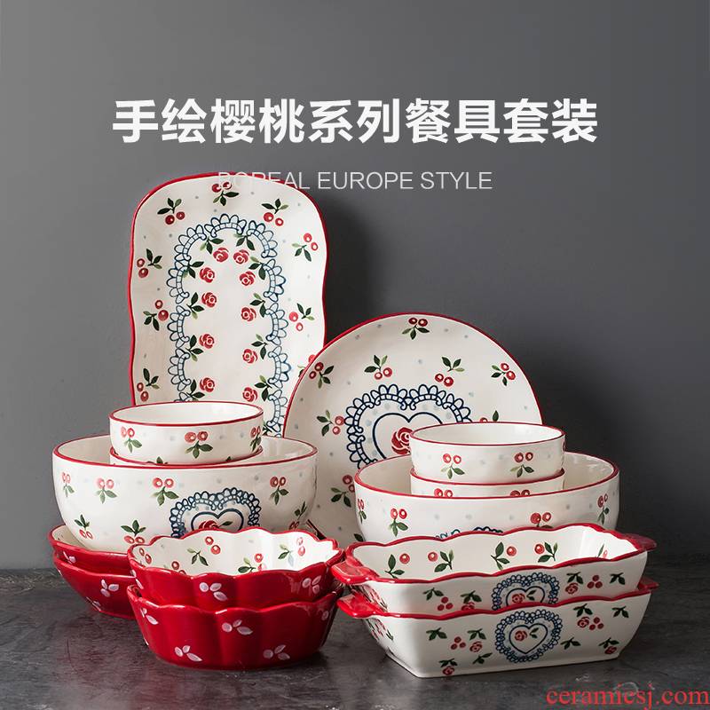 Japanese ceramics tableware suit creative web celebrity move dishes chopsticks dishes suit household jobs combination four people