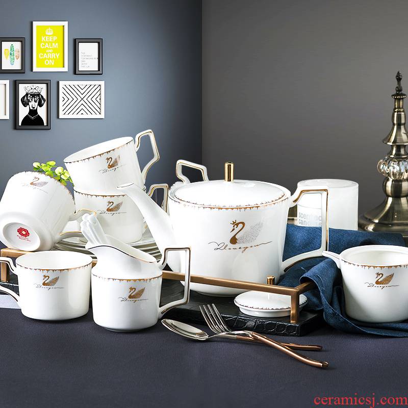 Ipads China European - style key-2 luxury coffee cup set ceramic household afternoon tea tea coffee equipment set of grace