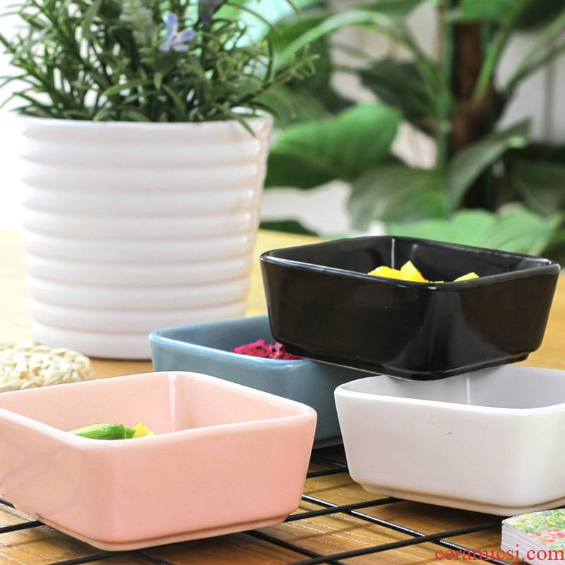 Japanese ceramic dip in hot pot, bowl of small square plate quartet bowl of vinegar dish square disc hotel dishes dish small bowl of cold dishes