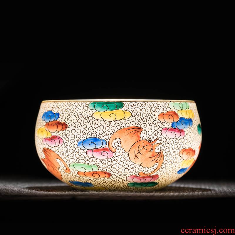 Jingdezhen ceramic hand - made powder enamel wire inlay enamel see colour tea bowl grilled flower sample tea cup masters cup kung fu tea cups