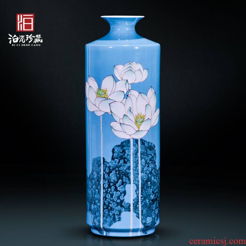 The Master of jingdezhen ceramics hand - made lotus decoration new sitting room of Chinese style household vase collection furnishing articles