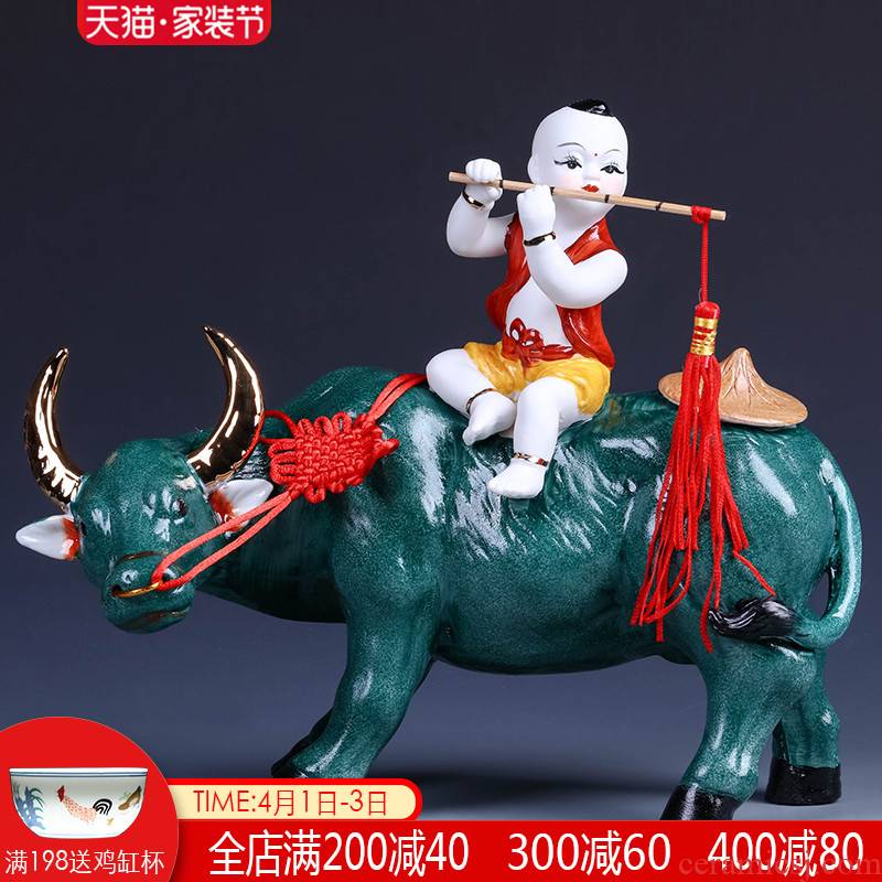 Jingdezhen ceramics cowboy ride to feng shui furnishing articles of modern Chinese style household wine TV ark, sitting room adornment